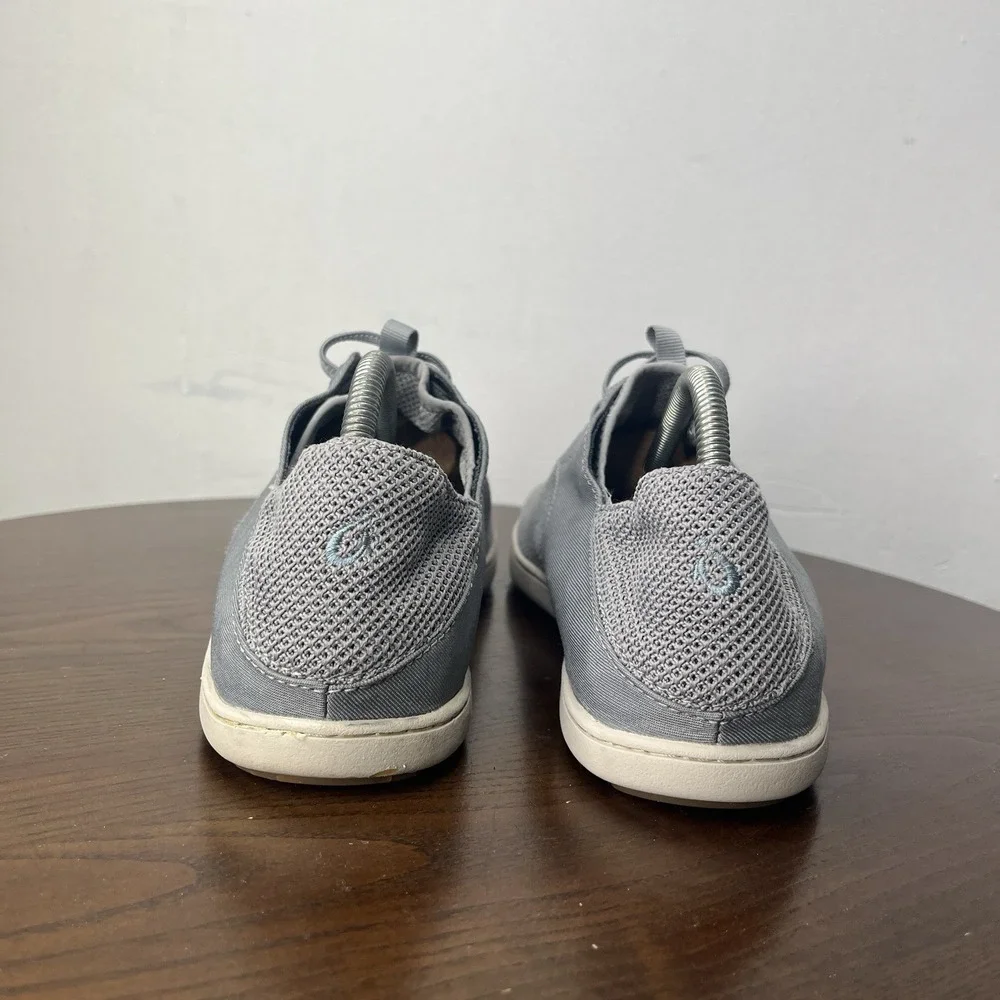 Olukai‎ 'Nohea Moku Shoes Men's 9.5 Gray Textile Comfort Slip On Boat Sneaker